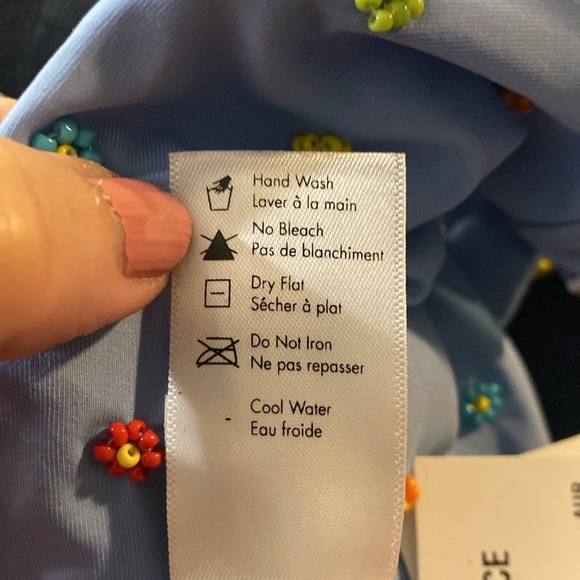 L*Space Lennox Tie String Bikini Bottom Classic, Blue Beaded Flowers X-Small NWT - Picture 10 of 12